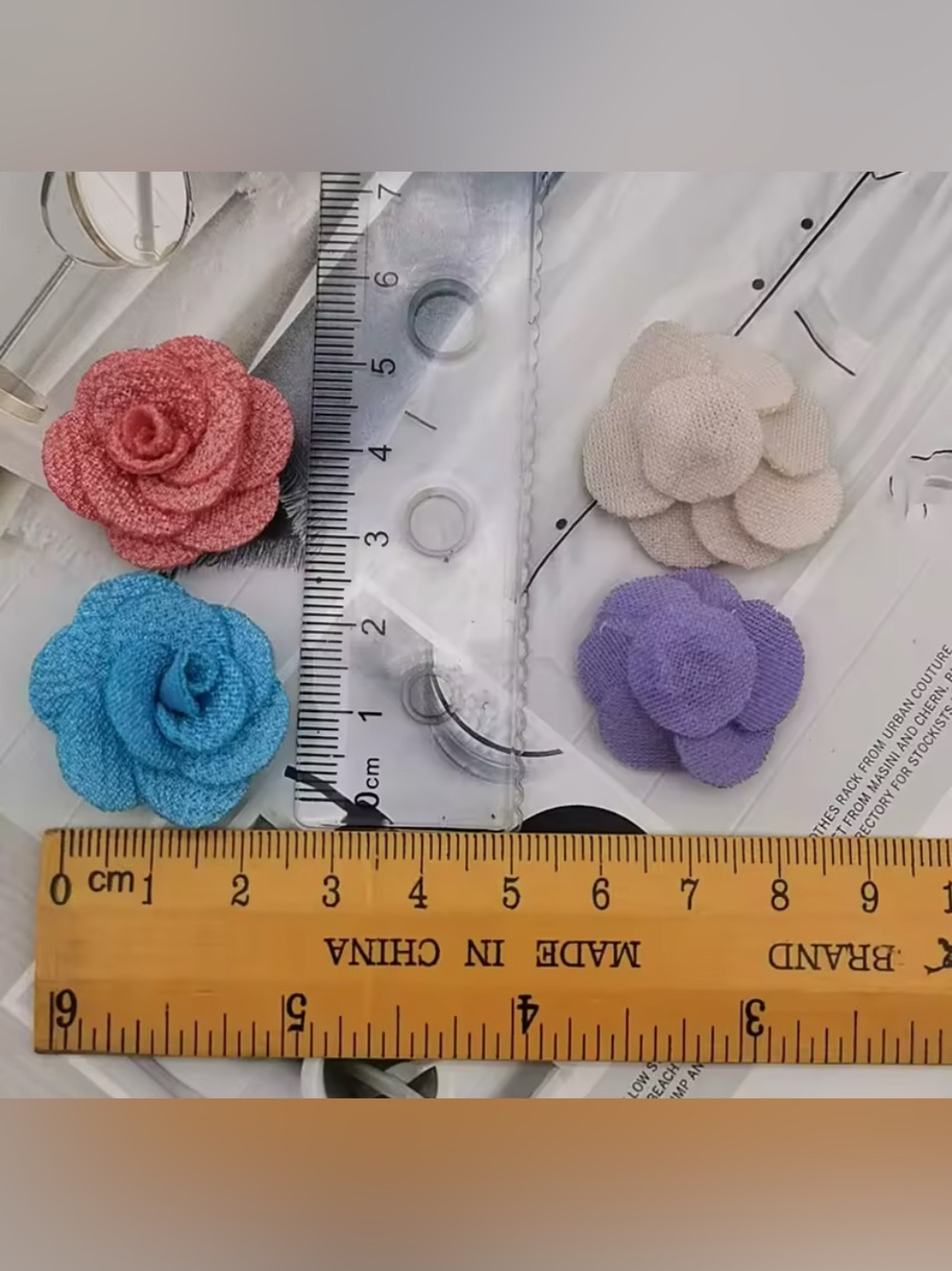 Handmade White Flower Linen Craft Embellishments DIY Hair Clip Buds 10pc New - Picture 5 of 9